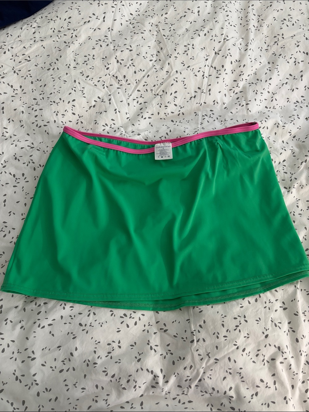 Lands' End Green Swim Skirt with Pink Trim